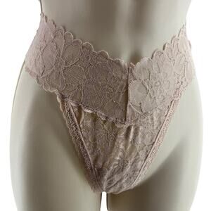 Victoria’s Secret All Over Lace Thong Panty Blush Womens Size Large